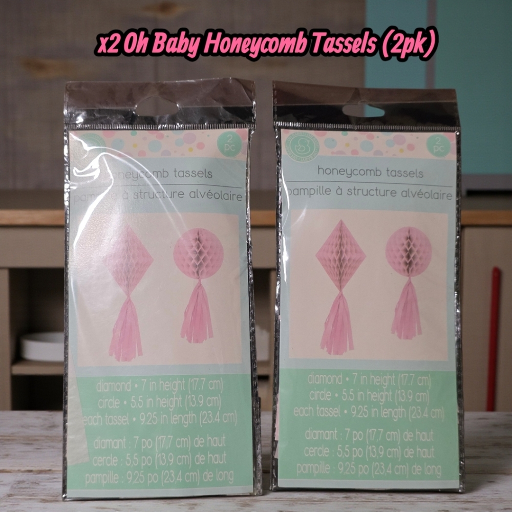 x2 Oh Baby Girl Hanging Honeycomb w/Tassel Tail (2pk)